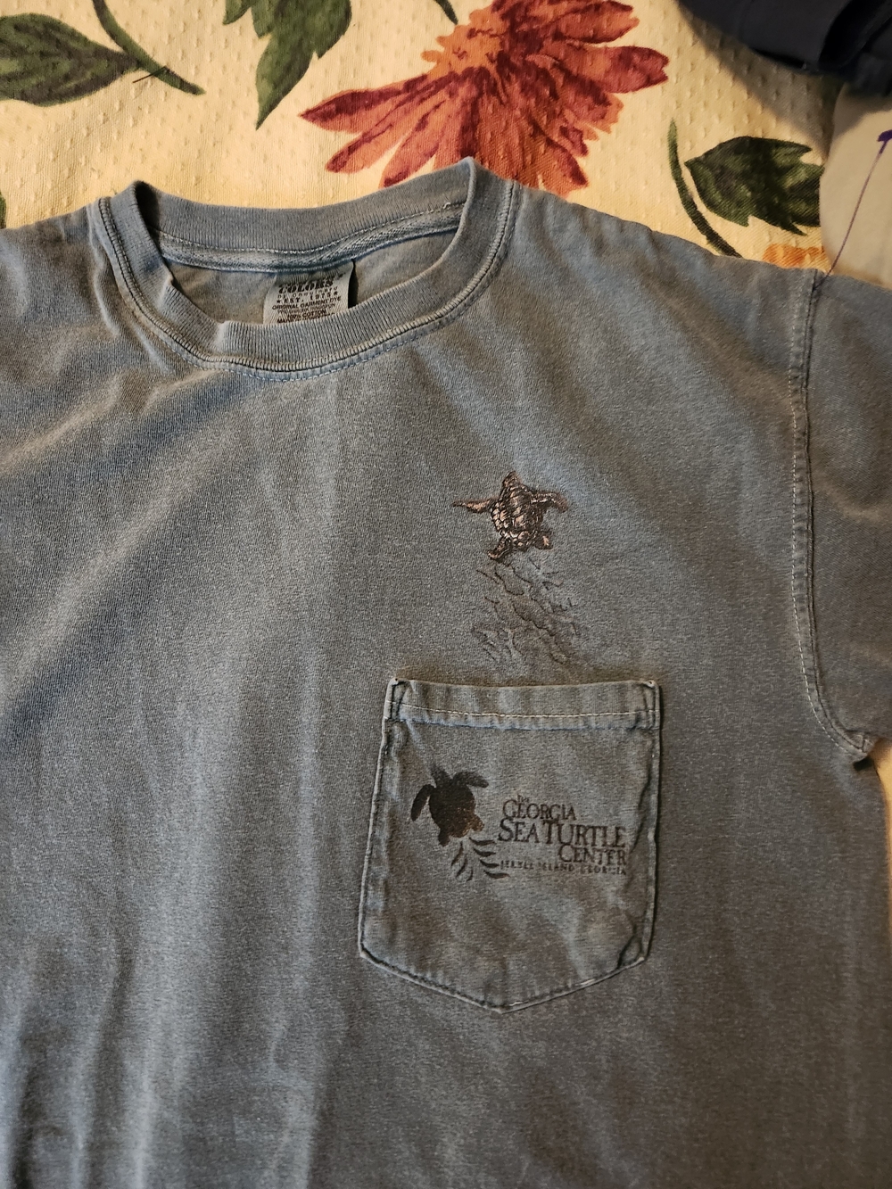 Georgia Sea Turtle Center Pocket Tee - Faded Blue